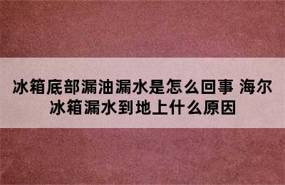 冰箱底部漏油漏水是怎么回事 海尔冰箱漏水到地上什么原因